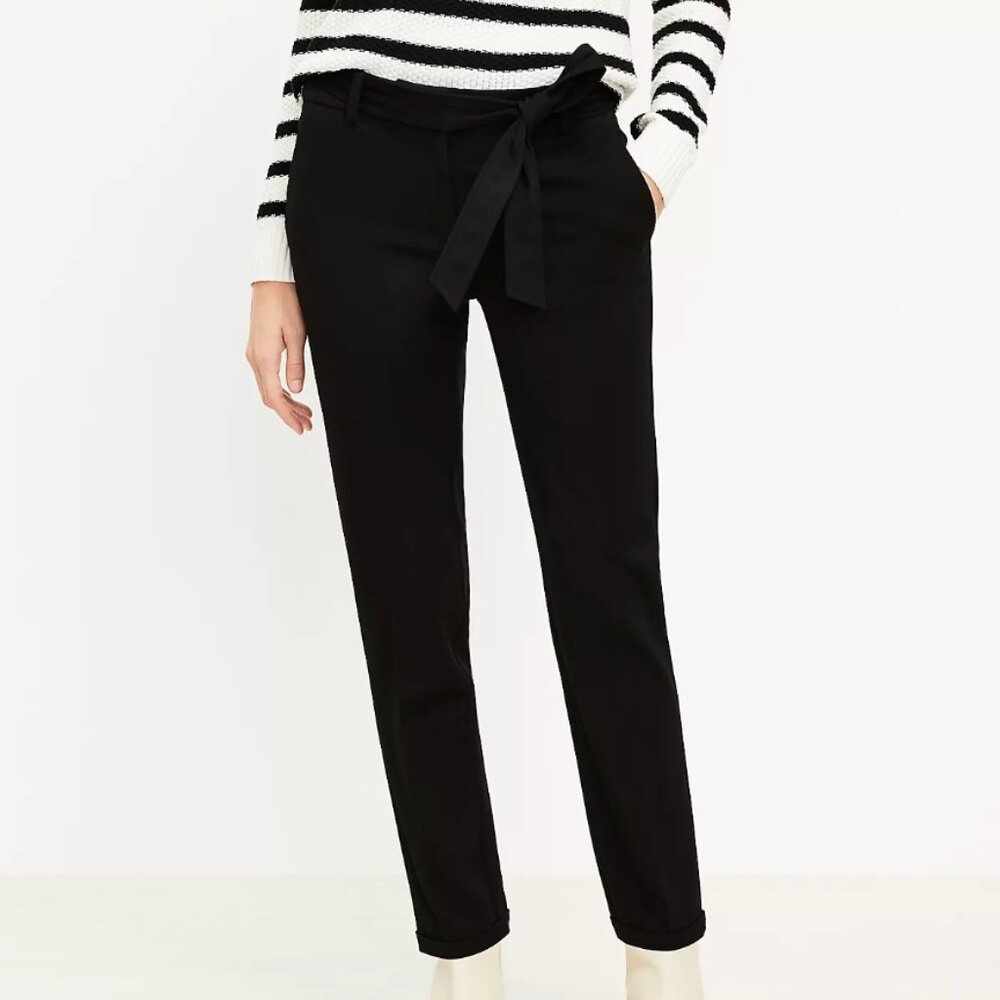 LOFT Devin Tie Waist Slim Pants